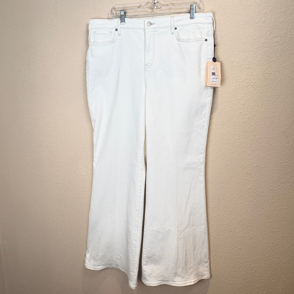 NYDJ Mia Palazzo Sz 16 NWT White Wide Leg Jeans High Rise Lift Tuck Technology